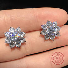 Classic Female Wedding Pendientes Jewelry  Silver Color Snowflake Dazzling Micro Pave Zircon Earrings for Women Girl Gift 2024 - buy cheap