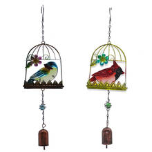 European-Style Bird Cage Wind Chimes Iron Bell Ornaments Pastoral Balcony Home Creative Pendant Hanging Decoration Campanula 2024 - buy cheap