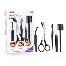 5pcs/set Eyelash Comb Brush Eyebrow Shaping Cutter Comb Tweezer Scraping Kit Makeup Tool Eyebrow Trimming Tool Set Hot Sale 2024 - buy cheap