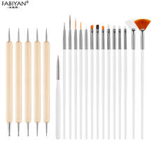 15Pcs Design Painting Drawing Brush + 5pcs 2 Way Marbleizing Dotting Pen Acrylic Gel UV Tools Set Kit Nail Art Makeup Manicure 2024 - buy cheap