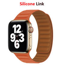Pulseira de silicone link para apple relógio banda 44mm 40mm iwatch banda 38mm 42mm laço magnético pulseira apple assistir série 6 5 4 3 se 2024 - compre barato