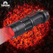 Topcom lanterna portátil de led q5 de 3w, mini lanterna led vermelha com prendedor de metal para caça na astronomia 2024 - compre barato