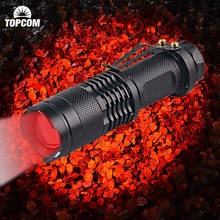 Topcom Portable 3W LED Red Flashlight Pocket Mini Zoom Red Light Q5 LED Lantern Torch With Metal Clip For Hunting Astronomy 2024 - buy cheap