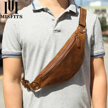 Men's belt bag  First layer cowhide dumpling type business Leisure waist bag Genuine Leather Sports bag  Fashion men's chest bag 2024 - buy cheap