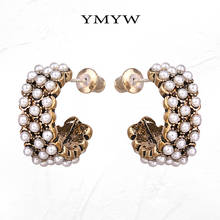 YMYW pendientes de botón de perlas de moda Vintage, pendientes de Metal geométricos coreanos de moda, exquisitos pendientes románticos, joyería para mujer, regalo en forma de C 2024 - compra barato