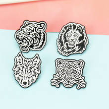 Punk Animal Enamel Pins Custom Black and White Wolf Tiger Lion Leopard Brooches Bags Clothes Label Pins Badge Jewelry Gifts DIY 2024 - buy cheap