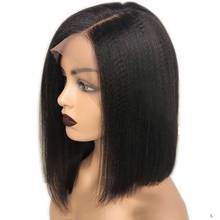 Yaki-Peluca de cabello humano liso con encaje frontal, pelo Remy indio, sin pegamento, color negro Natural 2024 - compra barato