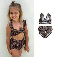 Summer Toddler Baby Girls Leopard Flower Swimwear Bathing Suit Bikini Set Swimsuit Baby Girls Clothing Children Beachwear 2024 - buy cheap