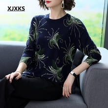 XJXKS Autumn winter 2020 New Women Sweater Fashion Print Stretch Slim High-end Wool Knitted Sweater Women Pullover 2024 - buy cheap