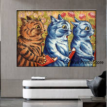 Cartaz do vintage impressão em tela três gatos cantando pintura em tela louis wain arte da parede retro imagem arte antiga decoração para casa 2024 - compre barato