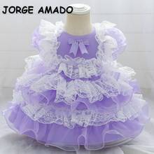 2021 New Spring Kids Girls Dresses Lolita Style Lace Cake Dress for Party Wedding Piano Perform Kids Clothes E1972 2024 - buy cheap