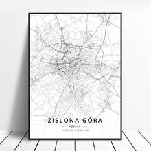 hd print Bialystok Krakow Szczecin Wloclawek Zielona Gora Wroclaw Poland Canvas Art Map Poster for living room home decor frame 2024 - buy cheap