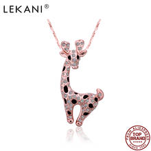 LEKANI Cute Giraffe Pendant Necklaces For Women 5A Clear Cubic Zirconia Rose Gold Color Animal Necklace Party Fashion Jewelry 2024 - buy cheap