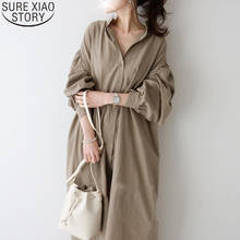 2022 Korean Chic New Breathable Comfortable Loose Long Dress Women Cotton Single Breasted Dresses Button-down Shirt Dress 12378 2024 - buy cheap