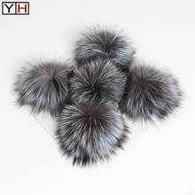 Genuine Silver Fox Fur Ball  Pom Poms, 100%Natural Real Silver Fox Fur Ball For Coat Cap Scarf Accessories Fashion Fur Ball 2024 - buy cheap