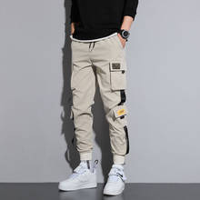 Calça cargo masculina de vários bolsos, calça de moletom hip hop preta grande 5xl 2024 - compre barato