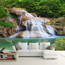 Custom 3D Mural Wallpaper Mountain Water Waterfall Nature Landscape Wall Painting Living Room Sofa TV Background Papel De Parede 2024 - buy cheap