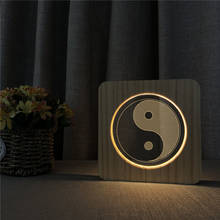 Lâmpada noturna arylic 3d tai chi dao religiosa, lâmpada led para mesa controle de escultura em 3d para quarto de criança, dropshipping 2024 - compre barato