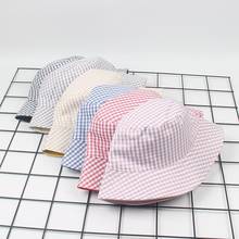 Simple Plaid Double-sided Summer Basin Bucket Hat Korean Reversible Couple Lady Fashion Cap Fisherman Outdoor Gorros New 2024 - buy cheap