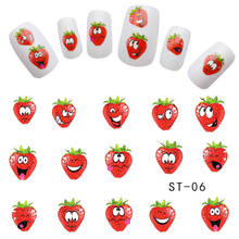 1pcs Nail Art Cute Stickers Strawberry Fruit Smiles Face Designs Decals Nail Sliders Tattoos Manicure Decorations Wraps TRSTZ006 2024 - buy cheap