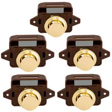 5Pcs Keyless Push Button Catch Door Knob Lock for RV Caravan Cabinet Boat Motor Home Cupboard, Brown Gold 2024 - buy cheap