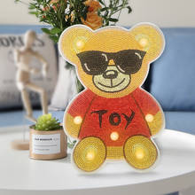 Novidade 5d perfuração completa diamante pintura lâmpada led luz de urso mosaico bordado kit de ponto de cruz decoração para casa presente 2024 - compre barato