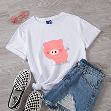 Camiseta algodón de mujer 90s Ulzzang camisetas lindo creativo Rosa cerdo T camisas ropa Oversized divertido camisa femenino Streetwear 2024 - compra barato