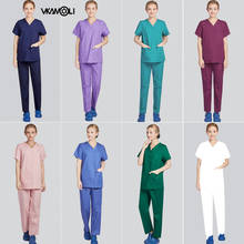 Conjunto de roupas de trabalho com múltiplas cores, camiseta e calça para homens e mulheres 2024 - compre barato