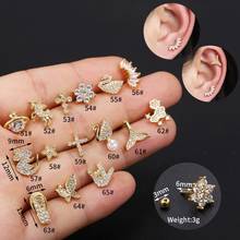 1PC 18G CZ Crystal Piercing Earrings Flower Small Helix Tragus Stud Bar Cartilage Puncture Jewelry 2024 - buy cheap