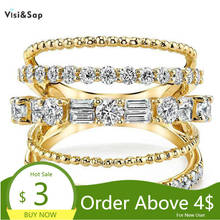 Visisap Luxury 5 Layer Full Stone Zircon Rings for Women Geometry Exaggerated Nightclub Party Ring Gifts Jewelry Wholesale B2639 2024 - buy cheap