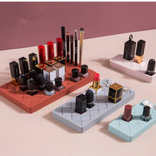 Estante de silicona para lápiz labial, caja de almacenamiento de 8/18/28 cuadrículas para cosméticos, organizador de maquillaje, soporte para brochas de maquillaje para escritorio 2024 - compra barato