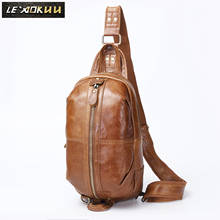Men Original Oil Wax Leather Casual Fashion Crossbody Chest Sling Bag Design Travel One Shoulder Bag Daypack Male 1186 2024 - buy cheap