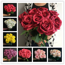Rosas artificiales de látex para centros de mesa, flores decorativas de PU, 11P, tacto Real 2024 - compra barato