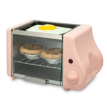 Mini horno eléctrico para hornear, parrilla para hornear, freír huevos fritos, máquina de desayuno, tostadora de pan, 2 en 1 2024 - compra barato