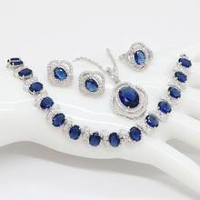 XUTAAYI High Quality Beautiful Round Baguette Shape Cubic Zirconia Blue Fashion Jewelry Set for Ladies 2024 - buy cheap