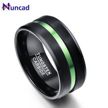 2019 anel de aço de tungstênio para casamento, anel galvanizado de carboneto de tungstênio com sulco verde em aço e 100% mm de largura 2024 - compre barato