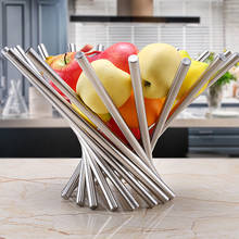 Storage Fold Fruit Bowl Basket Household Kitchen Accessories Rotate Strainer Fashion Plate Tray Stainless Steel 2024 - buy cheap