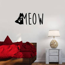 Meow Наклейка на стену, кошка, ПЭТ магазин, фраза, милый виниловый стикер на окно, детская спальня, детская комната, домашний декор, красивое искусство, росписи S1387 2024 - купить недорого