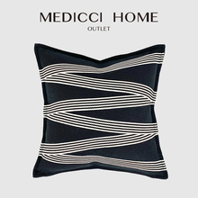 Medicci-funda de cojín en blanco y negro para el hogar, funda de almohada minimalista moderna de lujo, Jacquard geométrico, mezcla de tela, decoración para sofá y silla 2024 - compra barato