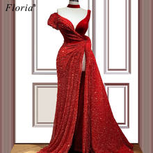 Vestido de festa feminino, vestido vermelho especial, lantejoulas, longo, noite, sereia, personalizado 2024 - compre barato