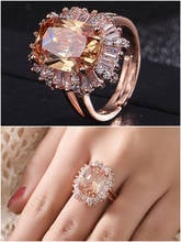 Luxury Champagne Crystal Zircon Diamonds Gemstones Women's Rings Bague Rose Gold Color Jewelry Party Accessories Trendy Gifts 2024 - buy cheap