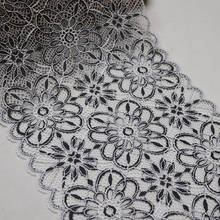 3Yards 19.5CM Wide Floral Embroidered Elastic Lace Trim White Black For Bra Lingerie Sewing Clothing Stretch Fabrics Accessories 2024 - buy cheap