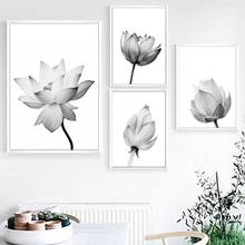 Lotus Flowers Wall Art Canvas Painting Nordic Posters And Prints Black White Wall Pictures For Living Room Home Decor 2024 - buy cheap