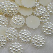Perlas de imitación Beige para decoración, cuentas de flores semiredondas de 13mm, adornos para tarjetas de boda, DIY, 50 unids/lote 2024 - compra barato