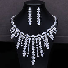 missvikki Luxury Tassel Clear Crystal 2PCS Jewelry Women Wedding Naija Bridal Cubic Zirconia Necklace Dubai Dress Jewelry Set 2024 - buy cheap