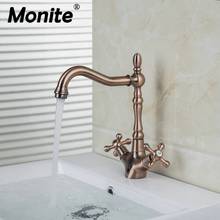 Monite Antique Copper Kitchen Faucet Swivel Wash Basin Sink Tap Solid Brass Deck Mounted Kitchen Sink  Faucet Mixer Tap 2024 - buy cheap