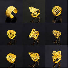 Anillos Vintage para mujer, de Color dorado de 24K, anillo de compromiso de boda con forma geométrica, joyería India a la moda, regalos, bisutería para mujer 2021 2024 - compra barato