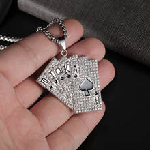 Straight Flush Playing Card Pendant Necklace 2021 New Personality  Fashion Rock Hip-hop Men's Necklaces Stainless Steel Jewelry 2024 - buy cheap