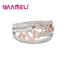 Anel de prata esterlina 925, amor, mamãe, design, cristal austríaco, feminino, joias para aniversário, presente de dia das mães, venda imperdível 2024 - compre barato