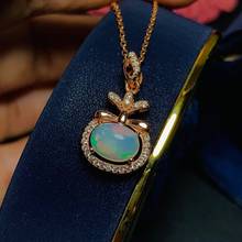 Natural Opal Necklace, 6x8mm, Australian Mining Area, Color Changing and Colorful, 925 Silver 2024 - buy cheap